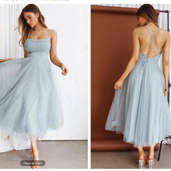 floating by plunging neckline mesh overlay midi dress sage Floating By Plunging Neckline Mesh Overlay Midi Dress Sage